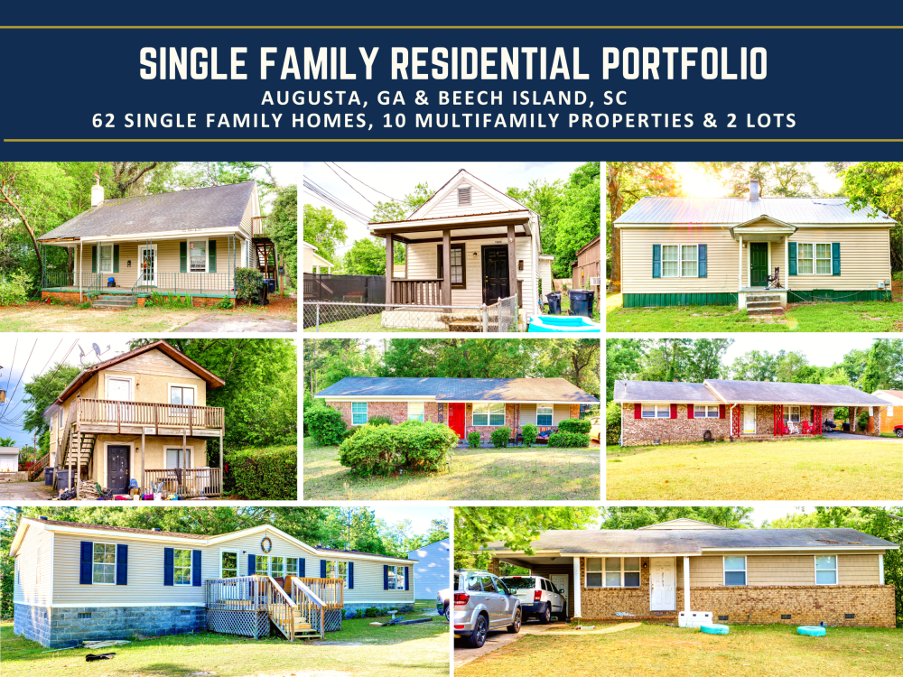 SOLD | Single Family Residential Portfolio | 62 Single Family Homes, 10 Multifamily Properties & 2 Lots | Augusta, GA & Beech Island, SC