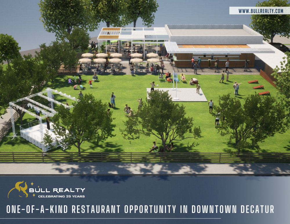 One-Of-A-Kind Restaurant Opportunity in Downtown Decatur | Covered Patio and Massive Outdoor Space with Stage | For Lease 