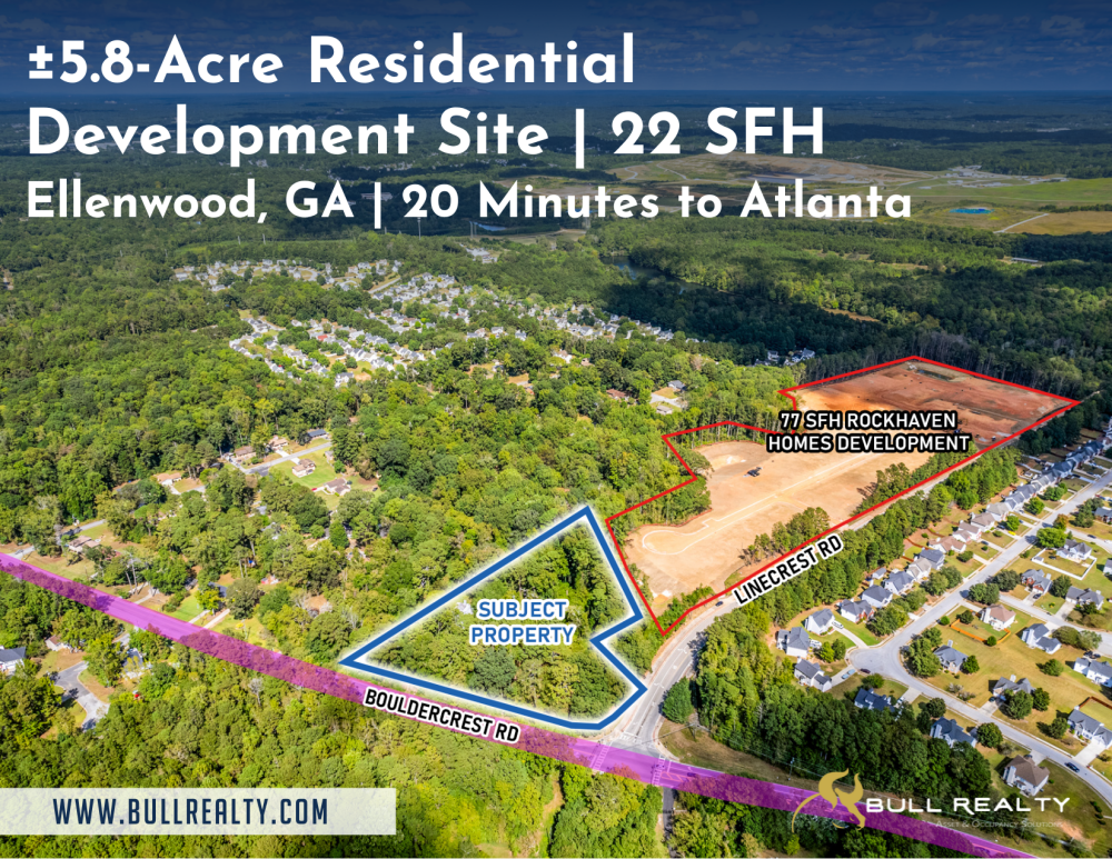 ±5.8‑Acre Residential Development Site | 22 SFH | Ellenwood, GA | 20 Minutes to Atlanta