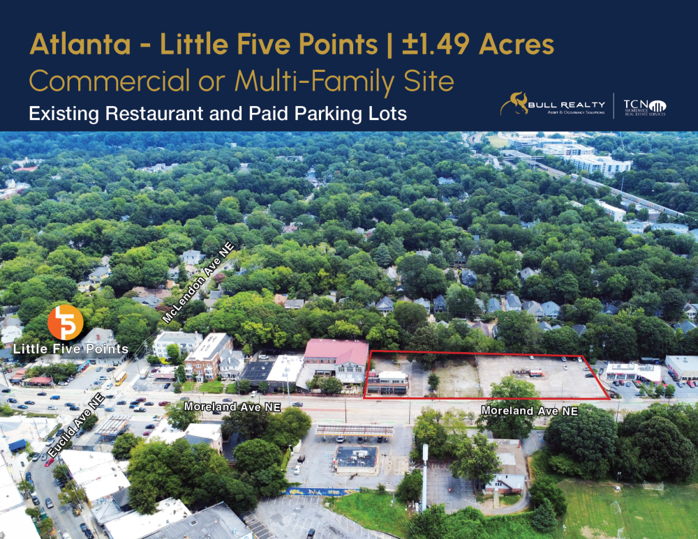 Atlanta - Little Five Points ±1.49 AC Commercial or Multi-Family Site. Existing Restaurant and Paid Parking Lots