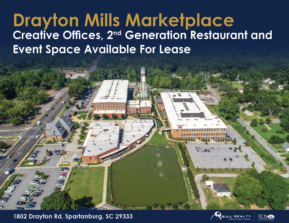 Drayton Mills Marketplace | Creative Offices, 2nd Generation Restaurant and Event Space Available for Lease